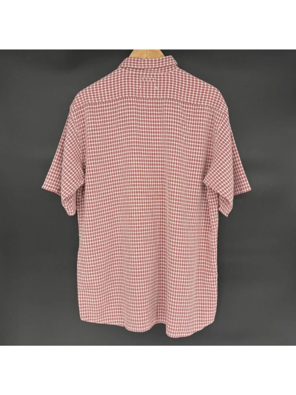 The North Face Men's Short Sleeve Plaid Shirt L Red Modal Zip Pocket Outdoor